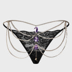 Sexy Spice Girls Nightclub Splicing Metal Gem Sex Thong Panties Women