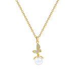 Fairy Pearl Butterfly Full Diamond Light Luxury Temperament Gorgeous Full Diamond Necklace