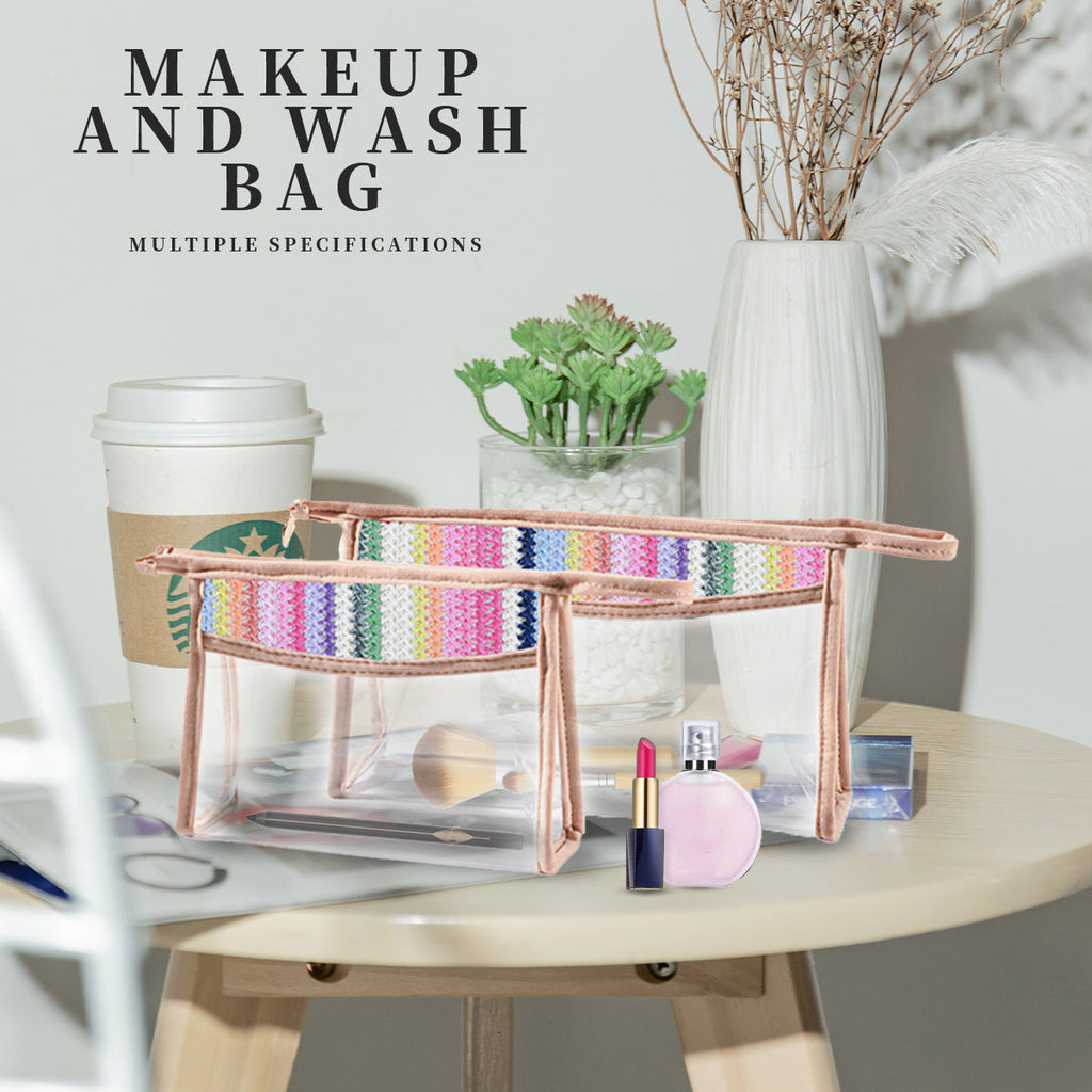 Straw makeup brush storage bag, transparent PVC cosmetic bag, portable lightweight makeup bags,Makeup bags, small - SJB-DIAMOND ELITES
