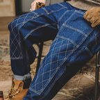 Retro Workwear Jeans Men's Autumn Loose Bright Line Lootquake LLC