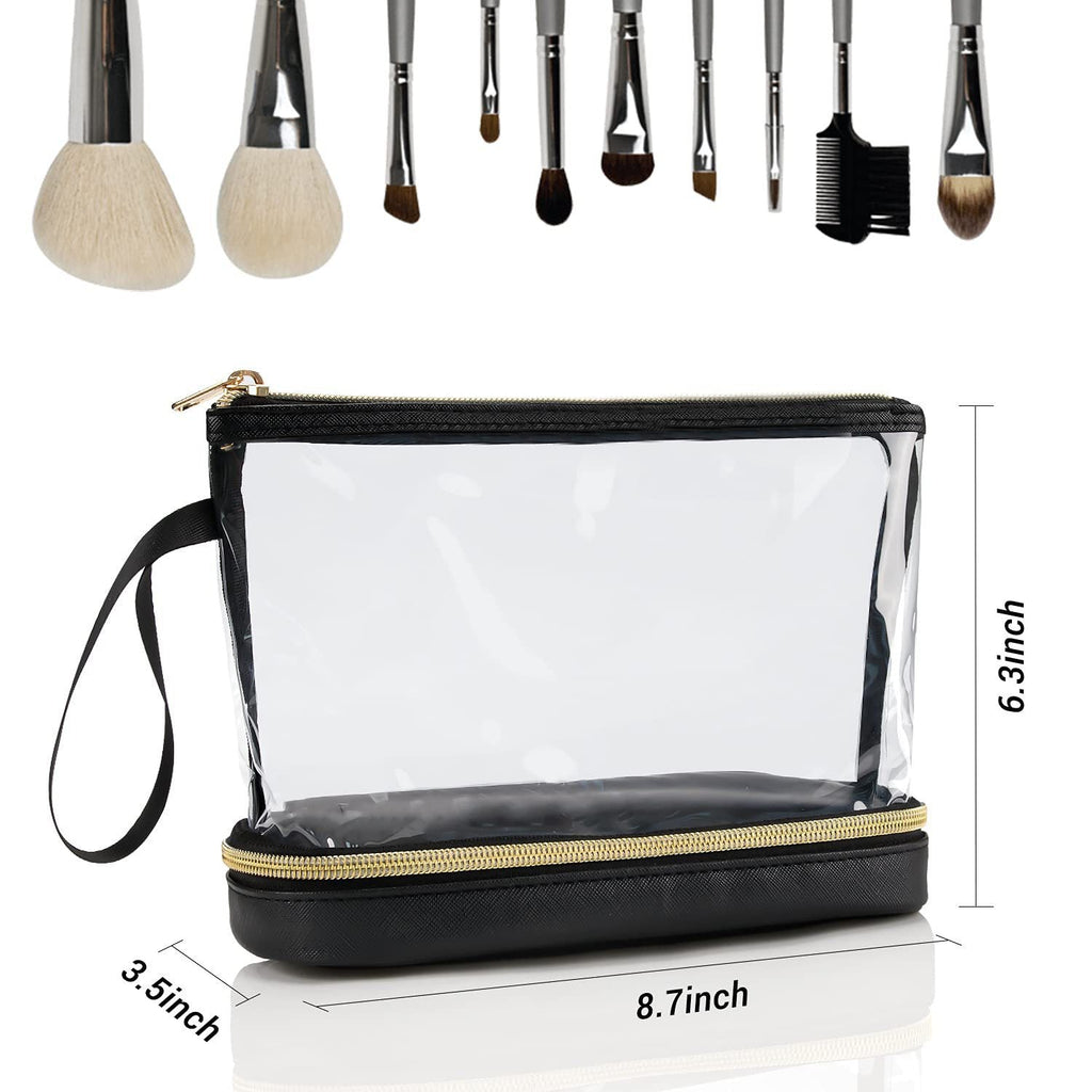 Transparent cosmetic bag, multifunctional double-layer large-capacity PVC cosmetic bag, storage portable travel bag, wet and dry separation washing bag for College Dorm Camp GymTransparent Cosmetic Bag, - SJB-DIAMOND ELITES