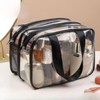 Makeup bag with compartments,Simple transparent waterproof cosmetic bag, pvc double-layer dry and wet separation toilet bag, travel portable cosmetic storage bag, makeup bag organizer, - SJB-DIAMOND ELITES