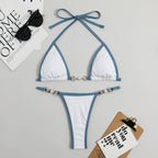 Swimwear Sexy Solid Metal Bikini Swimsuit Women's Bikini Set