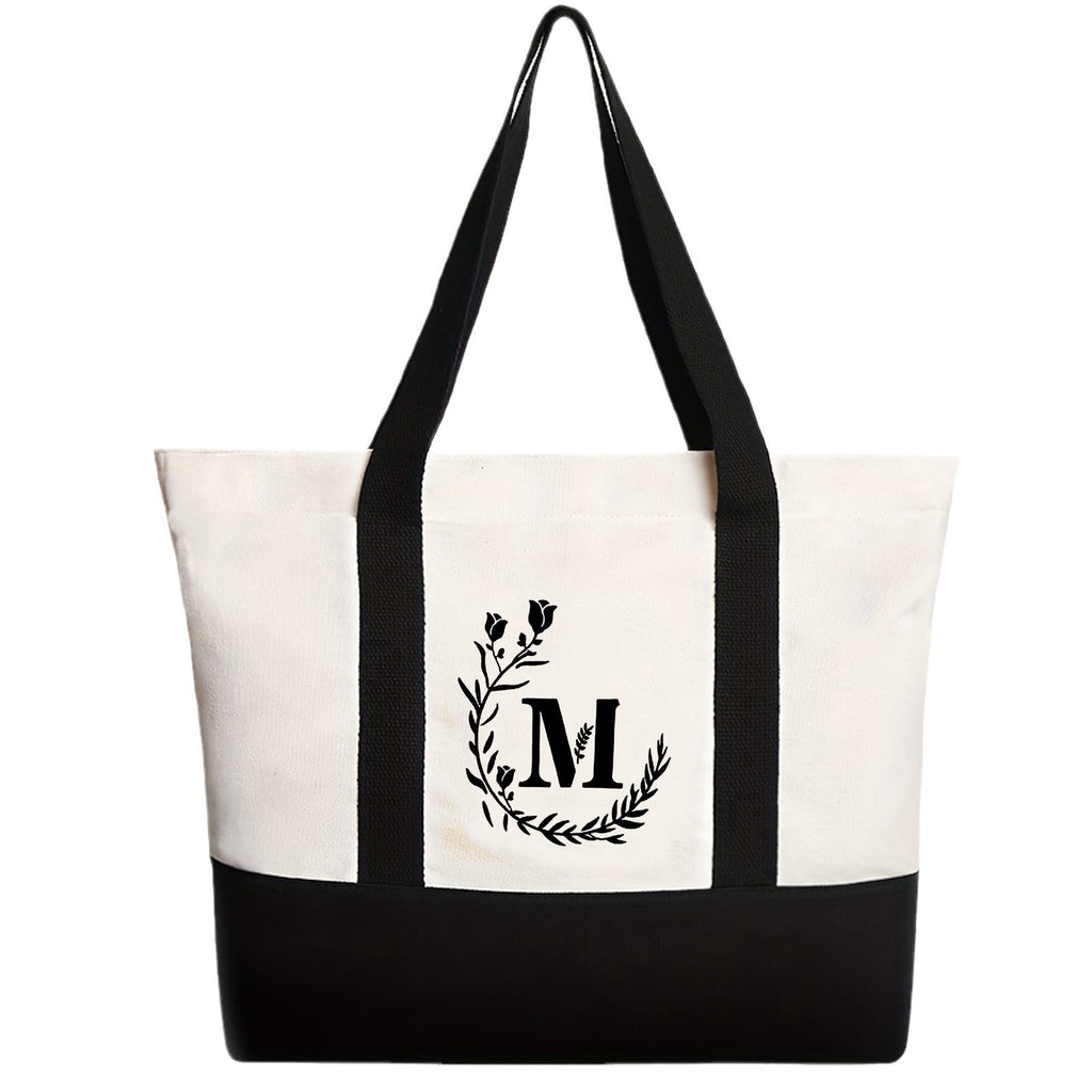 Canvas shoulder bag, large capacity letter print tote bag, women's fashion lightweight portable gift bag - SJB-DIAMOND ELITES