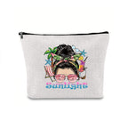 Linen printed cosmetic bag, cosmetic lipstick storage bag, small simple zipper evening clutch bag, - SJB-DIAMOND ELITES