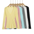Deep V Neck Sheer T-Shirt black