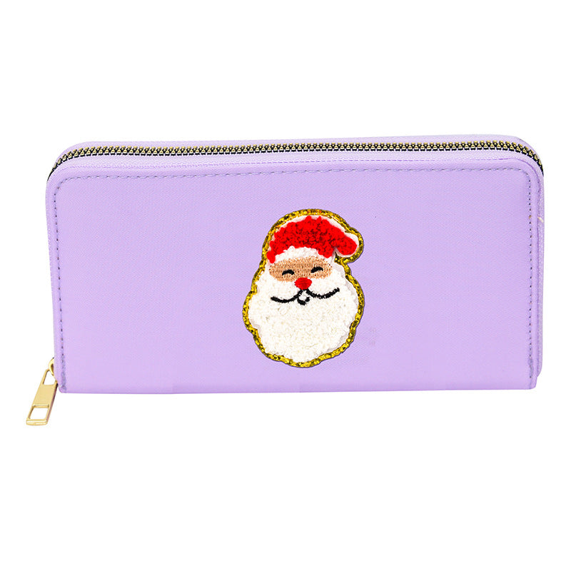 Women's alphabet embroidered wallet, long coin purse, nylon zipper ticket holder, multi-function card bag - SJB-DIAMOND ELITES