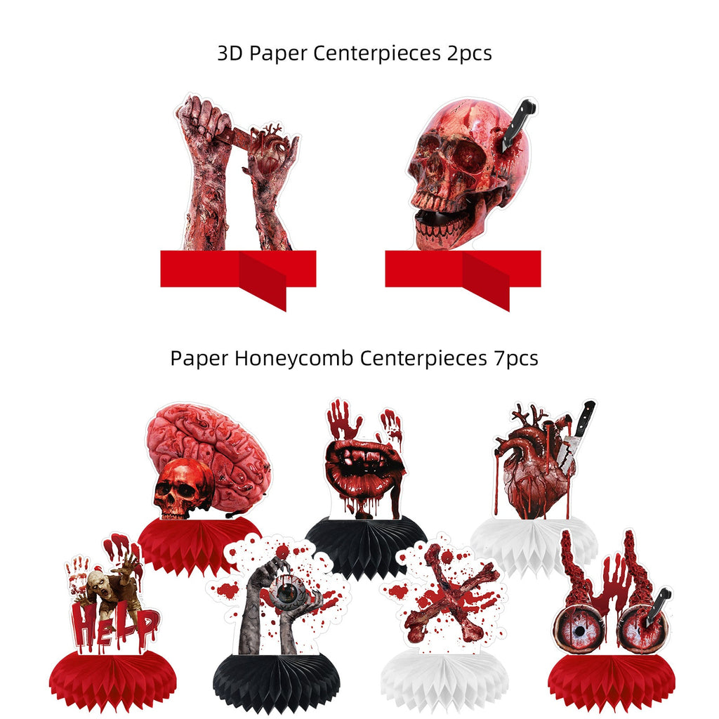Halloween horror-themed haunted house holiday party decoration set flag background cloth card balloon honeycomb ornament - SJB-DIAMOND ELITES