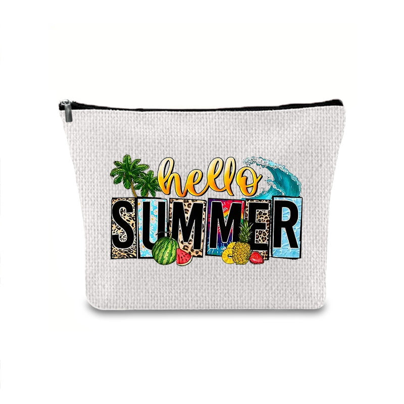 Linen printed cosmetic bag, cosmetic lipstick storage bag, small simple zipper evening clutch bag, - SJB-DIAMOND ELITES