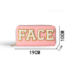 Women's alphabet embroidered wallet, long coin purse, nylon zipper ticket holder, multi-function card bag - SJB-DIAMOND ELITES