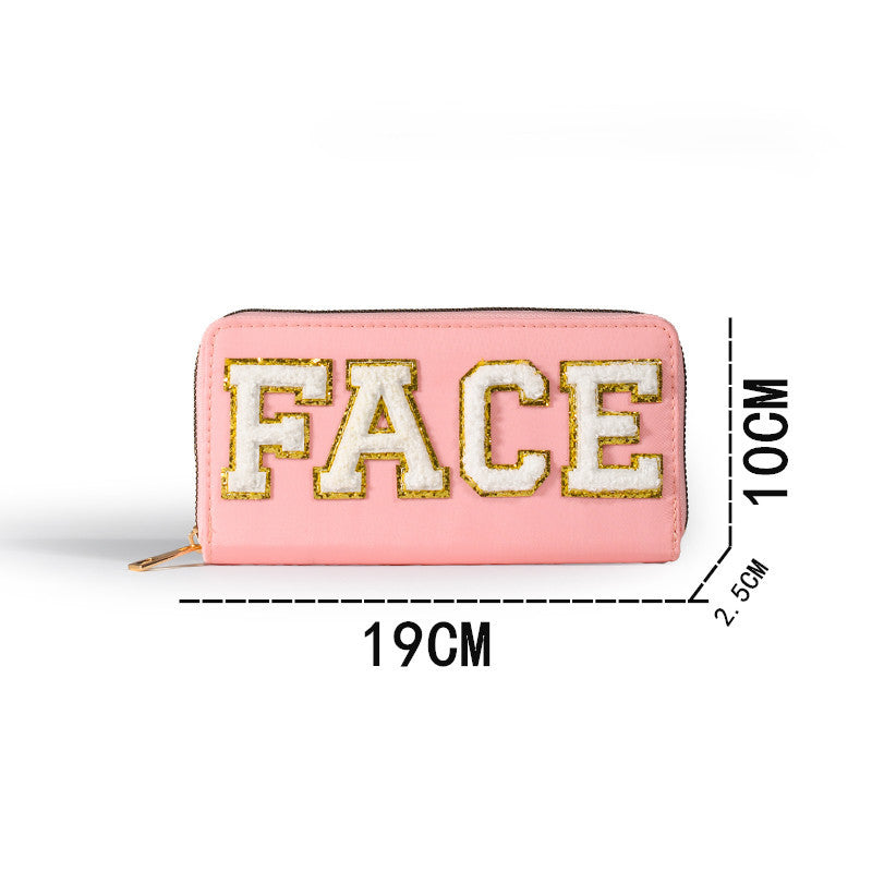 Women's alphabet embroidered wallet, long coin purse, nylon zipper ticket holder, multi-function card bag - SJB-DIAMOND ELITES