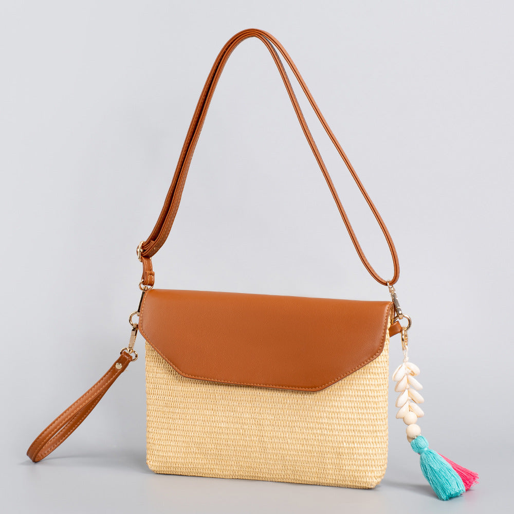 Tassel straw small crossbody bag seaside beach bag holiday crossbody shoulder bag evening clutch bag ladies - SJB-DIAMOND ELITES