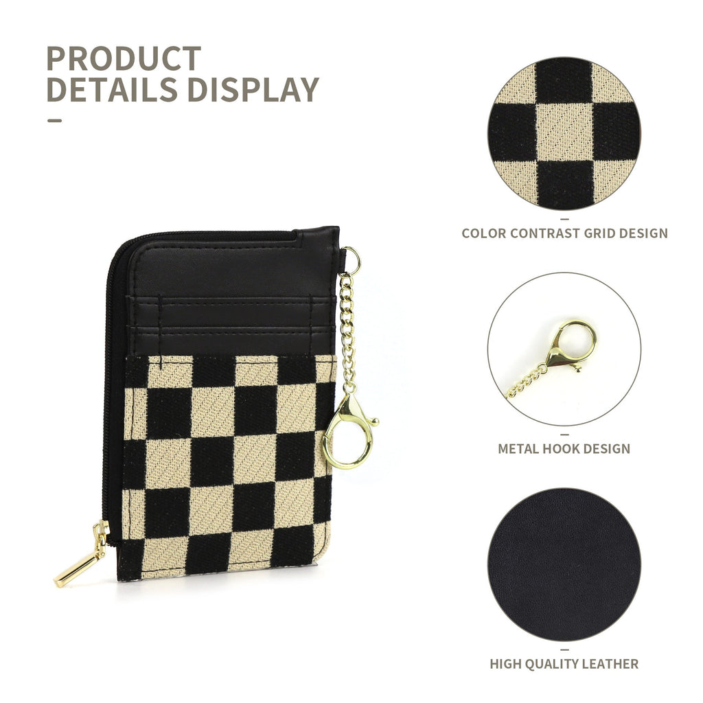 Retro plaid card bag wallet, change bag multi-card slot bank card simple microfiber holder - SJB-DIAMOND ELITES