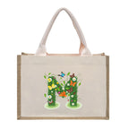 Cotton and linen canvas tote bag, printed letter tote bag, portable light handbag, gift shopping bag - SJB-DIAMOND ELITES