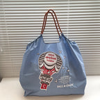 Simple hot air balloon pattern tote bag, embroidered eco-friendly cloth bag for women, nylon portable shoulder bag - SJB-DIAMOND ELITES