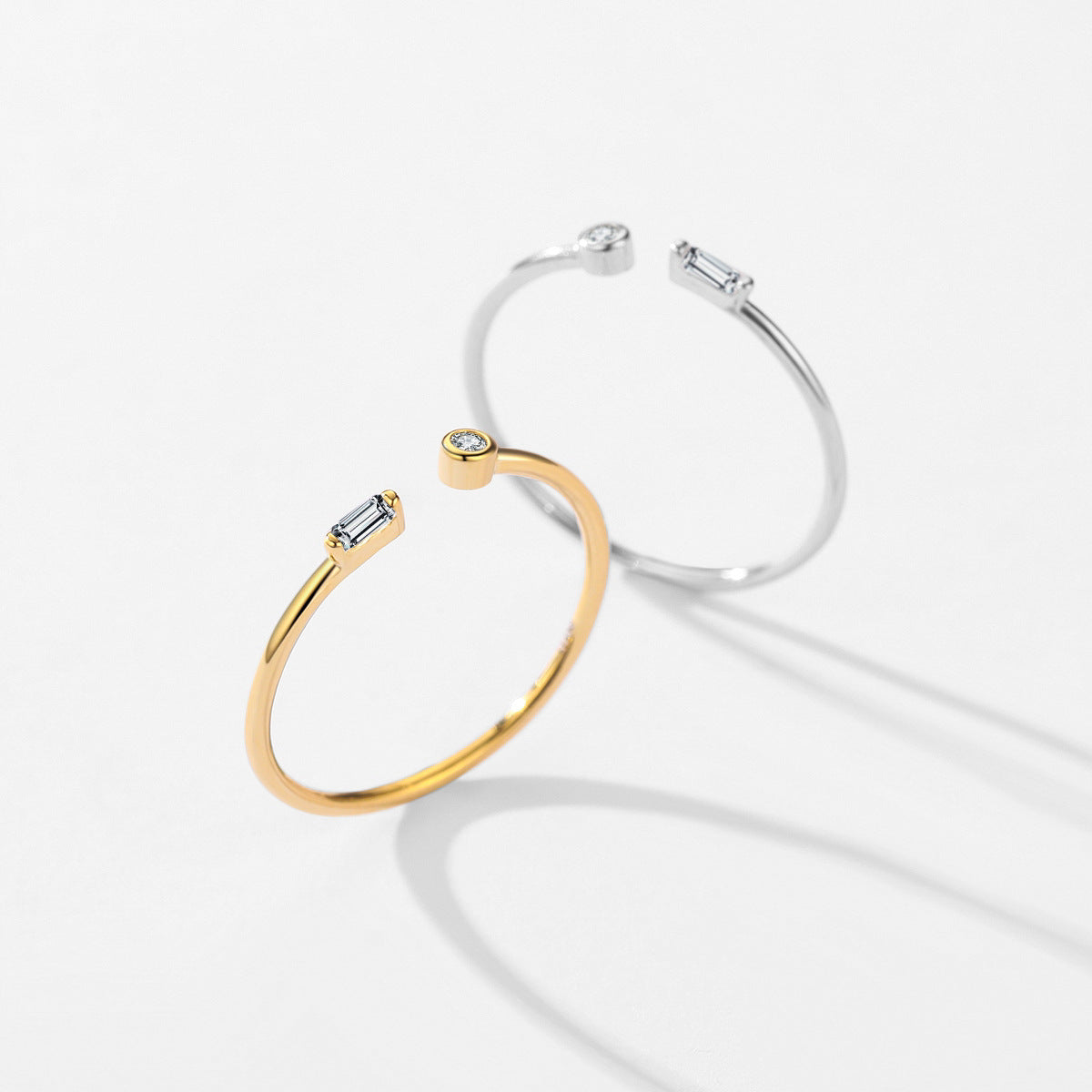 Sterling Silver Micro Inlaid Zircon Adjustable Open Ring Pi-Mart