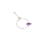 925 Sterling Silver Color December Birthday Stretch Chain Ring Pi-Mart