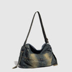 Washed old denim hobo bag, large capacity hobo shoulder bag, sweet cool babes underarm Retro denim shoulder bag - SJB-DIAMOND ELITES