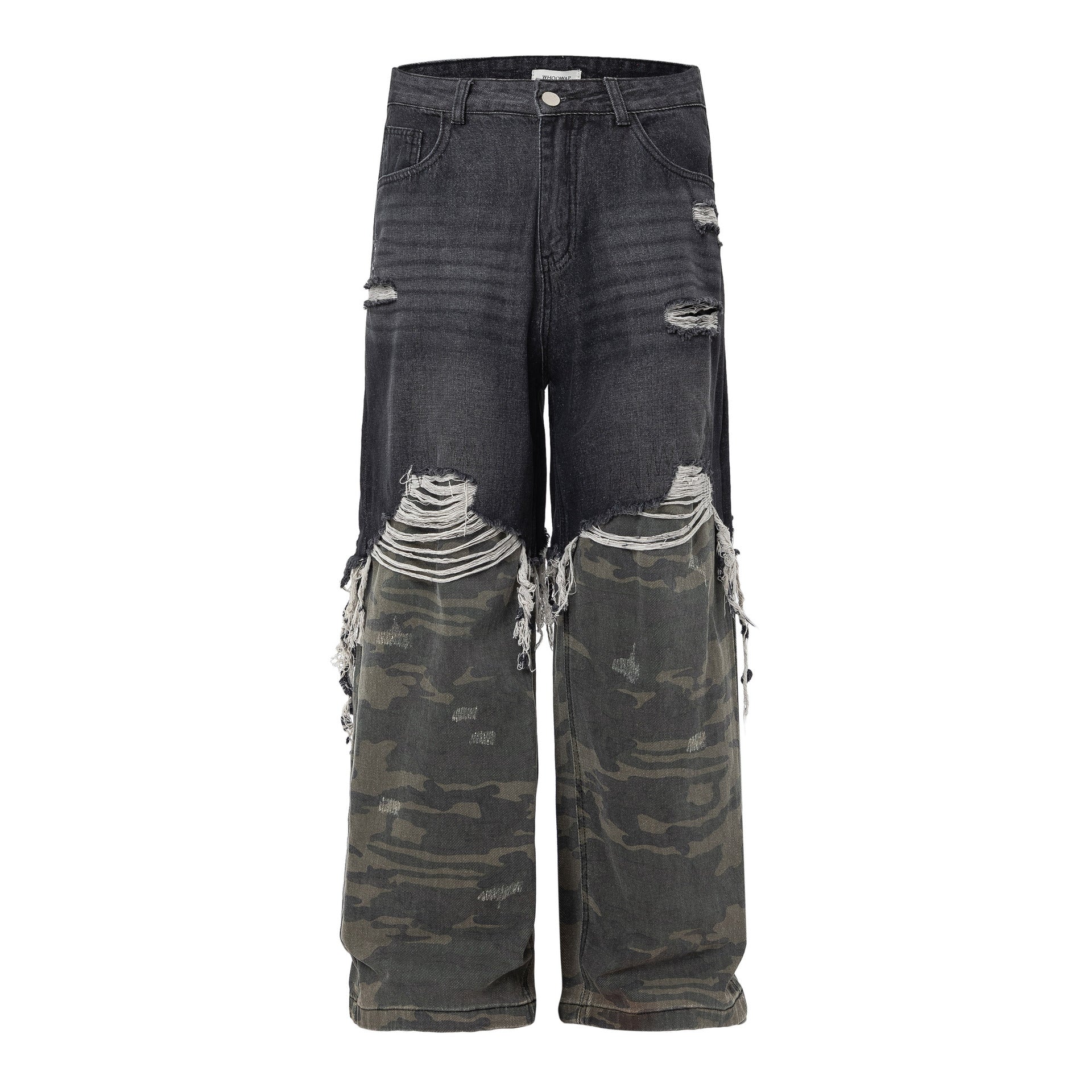 Men's American High Street Stitched Camouflage Wide Leg Jeans Lootquake LLC