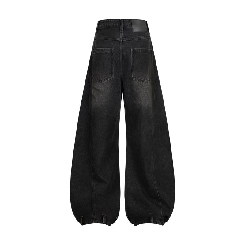 Retro Washed Ripped Deconstruction Stitching Design Straight Jeans Lootquake LLC