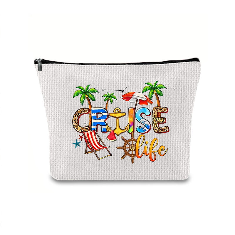 Linen printed cosmetic bag, cosmetic lipstick storage bag, small simple zipper evening clutch bag, - SJB-DIAMOND ELITES