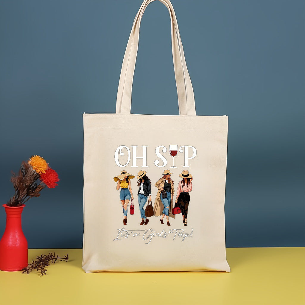 Canvas printed shoulder bag, fashionable and lightweight shopping bag, large-capacity cotton bag 2pcs hobo. - SJB-DIAMOND ELITES