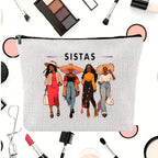 Linen printed cosmetic bag, cosmetic lipstick storage bag, small simple zipper evening clutch bag, - SJB-DIAMOND ELITES