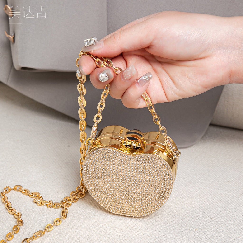 Elegant Mini Double Sided Rhinestone Purse – Heart Shaped Acrylic Mirror Bag, Trendy Mini Lipstick Purse for Prom, Party, and Wedding Events – Stylish evening Prom Bags Clutch - SJB-DIAMOND ELITES