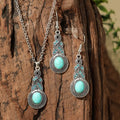 Fashion Turquoise Long Pendant Ear Rings Suit
