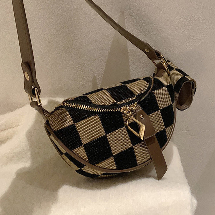 Small Crossbody Versatile Checkerboard Chest Bag – Fashion Plaid Waist Bag, Stylish Messenger Bag & Fanny Pack for Everyday Use - SJB-DIAMOND ELITES