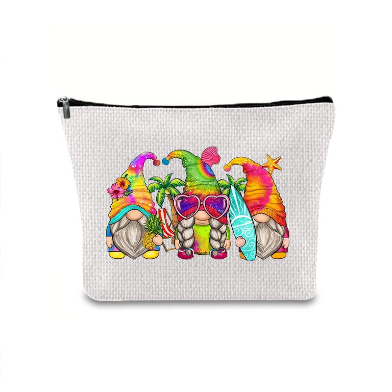 Linen printed cosmetic bag, cosmetic lipstick storage bag, small simple zipper evening clutch bag, - SJB-DIAMOND ELITES