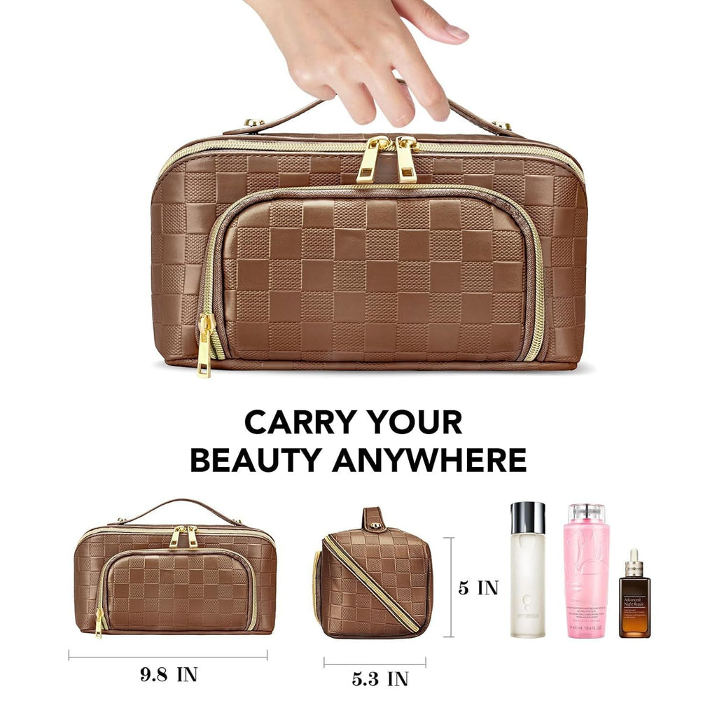 Chessboard double pillow cosmetic bag, multifunctional waterproof toilet bag, makeup bag with compartments, - SJB-DIAMOND ELITES