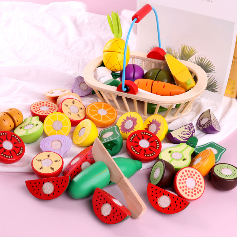 Wooden Vegetable Magnetic Children's Play House Cut Fruit Toys Pi-Mart