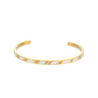 Rectangle Zircon Opening Bracelet Simple Stainless Steel