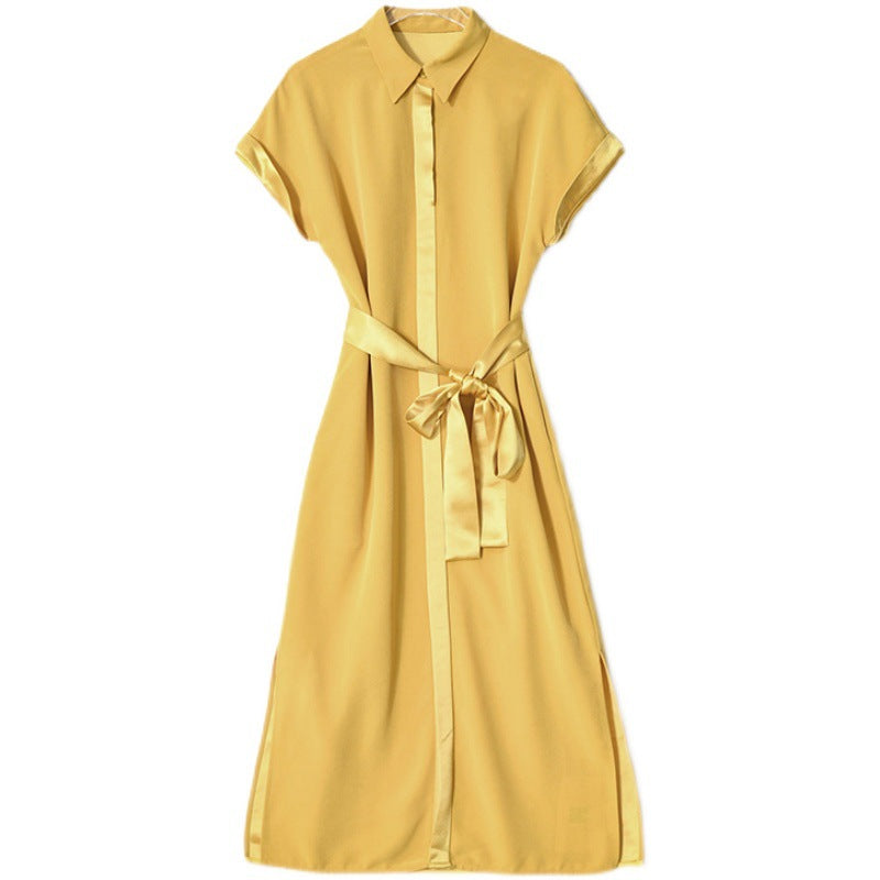 Womens Summer Silk Short Sleeve Midi Dresses SHOMICOBOUTIQUE