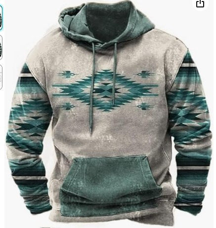 Men's 3D Printed Hooded Pocket Sweatshirt Pi-Mart