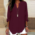 Women's V-neck Drop-shoulder Long-sleeve T-shirt Lootquake LLC