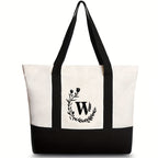Canvas shoulder bag, large capacity letter print tote bag, women's fashion lightweight portable gift bag - SJB-DIAMOND ELITES