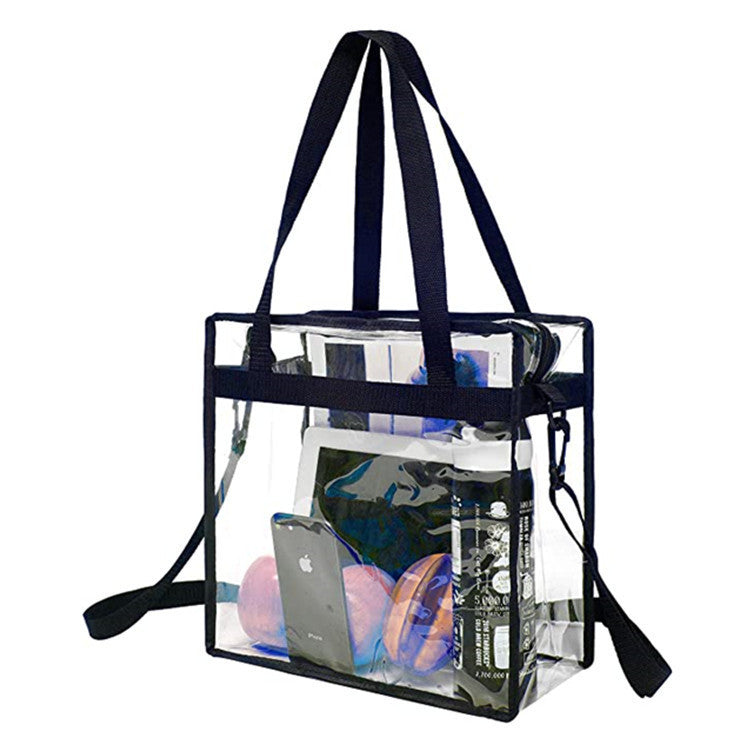 PVC transparent bag, square oversized travel tote bag, storage bag portable shoulder shopping bag, clear bag for stadium events - SJB-DIAMOND ELITES