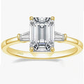 Women's 925 Silver Inlaid 3 Karat Emerald Zircon Ring Pi-Mart
