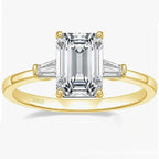 Women's 925 Silver Inlaid 3 Karat Emerald Zircon Ring Pi-Mart