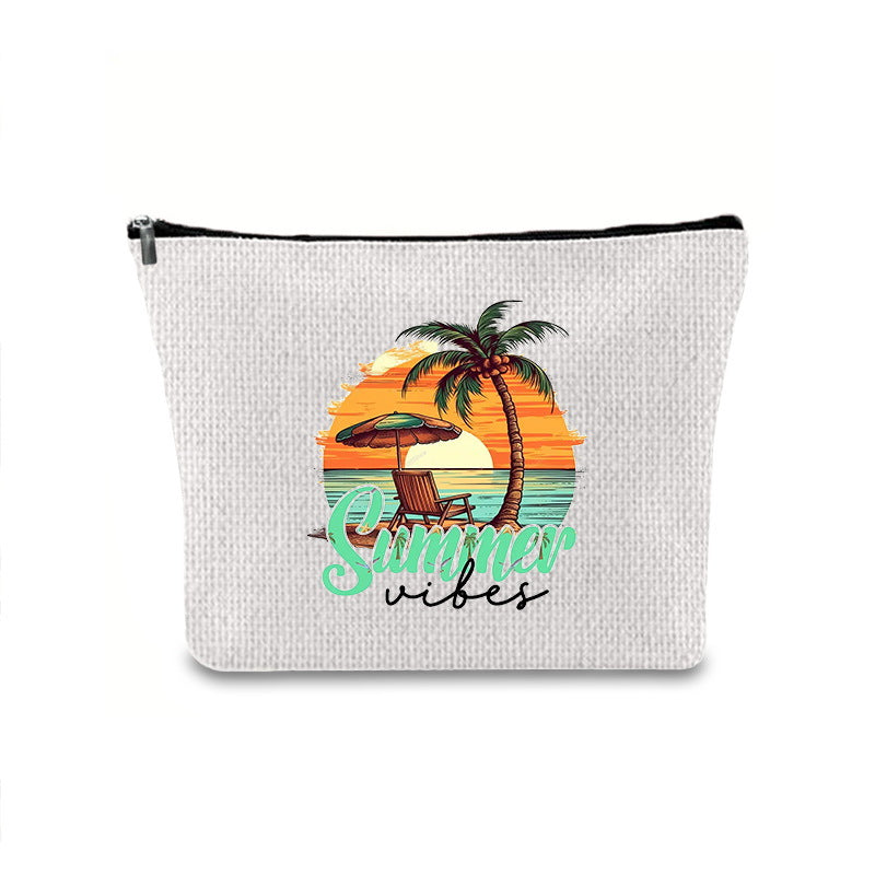 Linen printed cosmetic bag, cosmetic lipstick storage bag, small simple zipper evening clutch bag, - SJB-DIAMOND ELITES