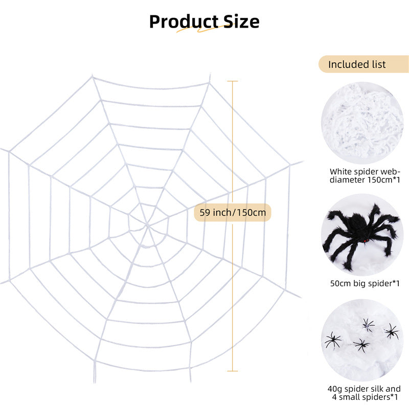 Halloween spider web decoration haunted house party trick props spider silk simulation big spider combination scene arrangement - SJB-DIAMOND ELITES