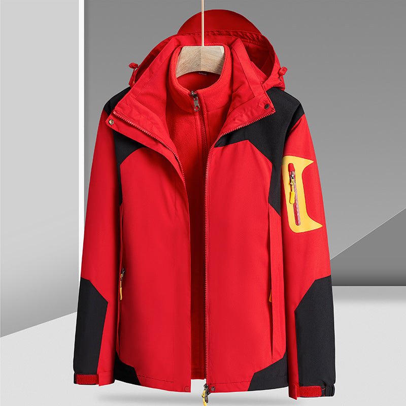 Three-in-one Removable Liner With Velvet Thickening Windproof Waterproof Jacket Pi-Mart