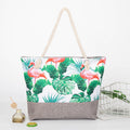 large capacity hemp rope linen ink printing shopping bag beach bag red-crowned crane shoulder seaside handbag women hobo - SJB-DIAMOND ELITES