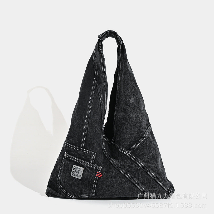Washed denim hobo bag, underarm shoulder bag, large capacity tote shoulder bag, handbag versatile - SJB-DIAMOND ELITES