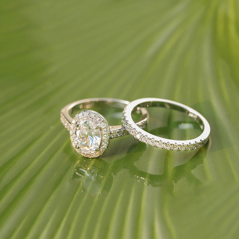 Silver Inlaid Zircon Princess Ring Pi-Mart