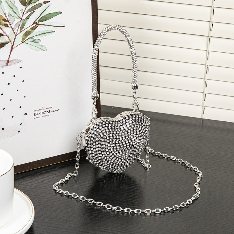 Rhinestone Dinner Bag, Mini heart purse, Small and Exquisite Shiny Dress Bag, Ball Bag, Prom Bag, Party Purse, Prom Bags Clutch, Wedding Purse Evening Purse - SJB-DIAMOND ELITES