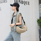 Casual Versatile Crossbody Canvas Bag, Wide Shoulder Strap Single Shoulder Messenger Bag, Dumpling Bag Simple Style Unisex, Moon Bag, Light Space Cloth Bag - SJB-DIAMOND ELITES