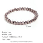 Niche Vintage Stainless Steel Plated 18K Elastic Bead Bracelet Pi-Mart